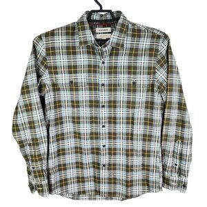 Mens Goodthreads Green Plaid Shirt Slim Fit Long Sleeve Cotton Button Up Size L